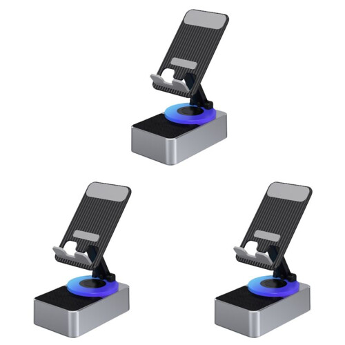3X 3-in-1 Mobile Phone Holder, Audio Power Bank,  Call Speaker, Multi-Function Foldable Rotating Desktop,Gray
