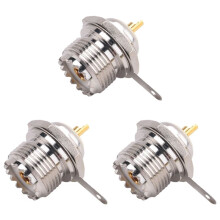 3X UHF Female SO239 Jack Bulkhead Solder Panel Mount RF Straight Connector,Silver