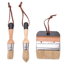 3Pack Chalk and Wax Paint Brushes Bristle Stencil Brushes for Wood Furniture Home Wall Decor