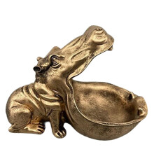 Hippopotamus Statue Home Resin Hippopotamus Figurine Fun Candy Dish,Key Bowl, Mouth Sculpture Table Art Decoration B