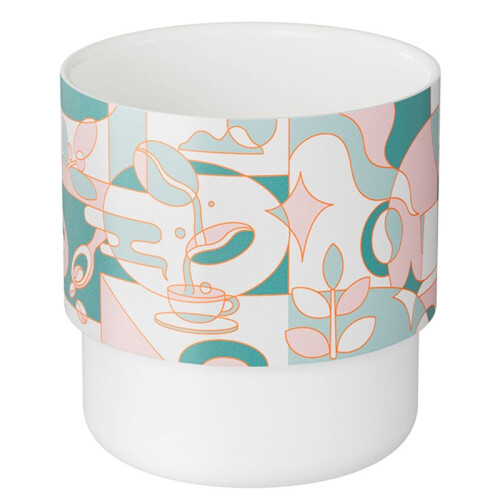 MHW-3BOMBER 220ml Coffee Cup Stackable Coffee Mugs Ceramic Coffee Mugs with Texture Patterns for Latte/Cappuccino/Cocoa/Tea