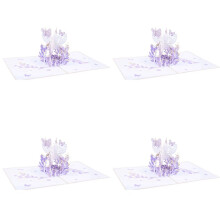 4X Paarse Vlinder Verjaardag PopUp Kaart, Vlinder Bloem Mand 3D Wenskaarten voor Vrouwen Meisje Dochter, Moederdag