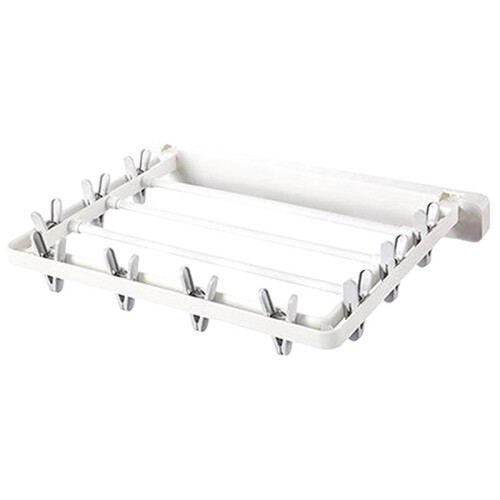 Folding Drying Rack Wall Mounted Drying Clip Windproof Folding Clothing Rack Hanger Household Clothes Dryer Space Saving