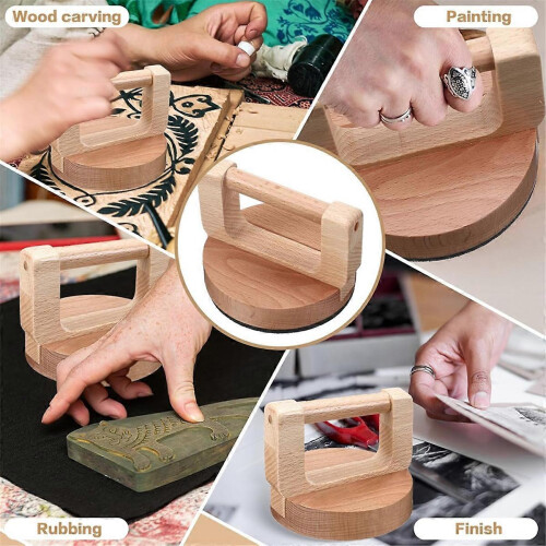 Kit de impressão em bloco com 2 blocos de bambu e madeira e base de feltro para gravura. 2