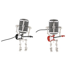 2-Teiliges Mikrofon-Rockbot, Metall-Mikrofon-Roboter-Tischlampe mit Gitarre im Vintage-Stil, Vintage-Mikrofon-Roboter-Schreibtischlampe