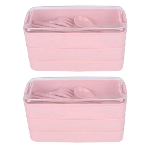 Three-Layer Lunch Box Bento Box Outdoor Lunch Box Microwaveable with Fork & Spoon 1