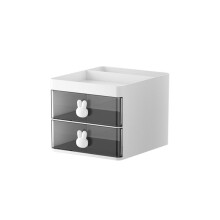 BoîTe de Rangement de Bureau Tube Tiroir Transparent BoîTe de Rangement Lapin Bureau pour Enfants et éTudiants Ornements de Bureau Blanc