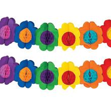 2X Papiergirlandendekorationen, Mexikanisches Banner Hibiskusgirlandenblumenbanner Tropische Papierblumen