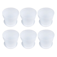 6X Planteur de Pots de Fleurs de Plante en Plastique avec Plateau Soucoupe DÉcoration Calibre SupÉRieur Blanc -, 14cm