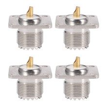 4X UHF SO-239 Female Jack Square Shape Solder Cup Coax Connector for Ham Radio