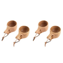 4PC Nordic Style Handmade Wooden Cups Finnish Traditional Outdoor 200Ml Wood Wine Mugs Elephant Coffee Cups for Gifts