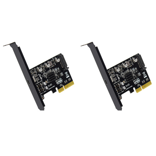 2X Placa PCIE USB Tipo C PCI-Express 4X para USB 3.2 Gen 2X2 (20 Gbps) Chipset ASM3242 para Windows 8/10/Linux