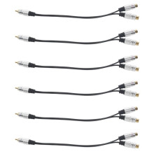6X Metal RCA Female to Dual 2 RCA Male Gold Plated Adapter, Stereo Splitter Y Audio Cable(RCA F-2 RCA M)