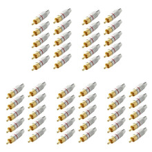 Adapter Audio Coaxial Cable Connector RCA Plug Seamless 50 Pcs