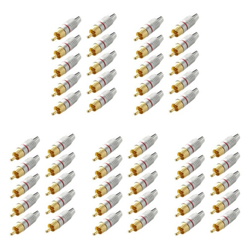 Adapter Audio Coaxial Cable Connector RCA Plug Seamless 50 Pcs