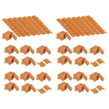 600-Teiliges Dachziegel-Modellbau-Set Rote Miniatur-Fliesen für DIY-Landschaftsküchengarten-Dekoration
