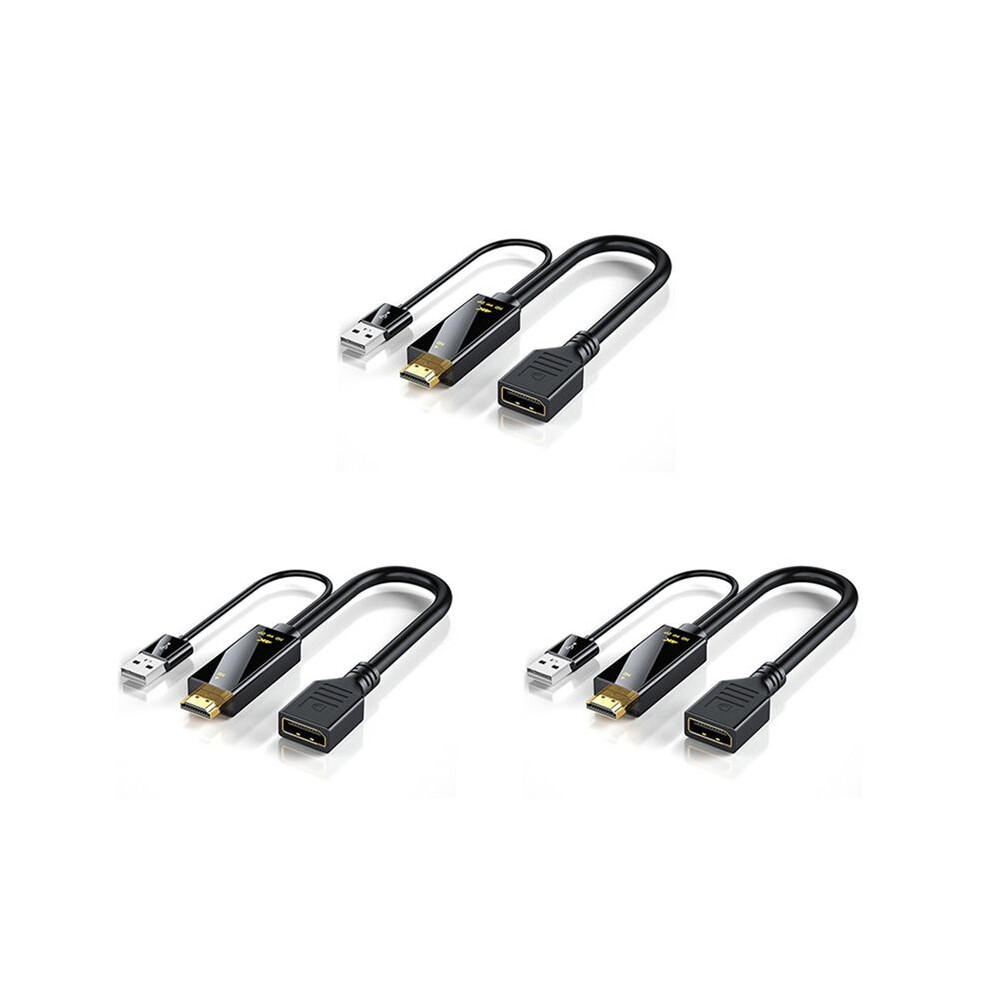 3X -Compatible Male To Female Converter Cable 4K@60Hz -Compatible To Dp Converter Adapter Cable 6032975309912