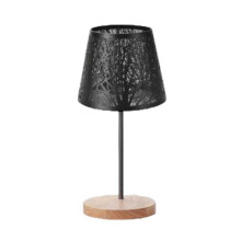 Lampa Stołowa, Metalowy Klosz w Kształcie Beczki i Podstawa z Wzorem Drzewa, Odpowiednia do Lampy Wiszącej na Blacie Kinkiet, Czarna WTYCZKA EU