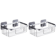 2X Support D'étagère de Douche de Salle de Bain Support de Rangement D'Angle en Aluminium Shampooing Savon étagères Cosmétiques Cuisine Murale