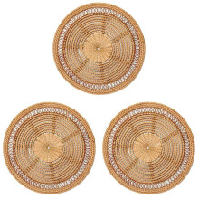 3X Home Woven Wall Basket Natural Boho Home Decor Decorative Rattan Decor Woven Wall Decor Woven Wall Hanging 11.8 Inch