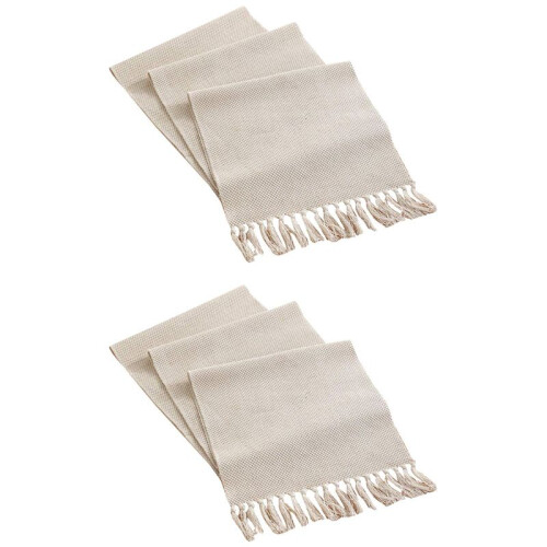 2X Cotton Linen Fringe Table Runner,Woven Decorative Table Runners, Macrame Table Runner for Kitchen Decor 13X70Inch