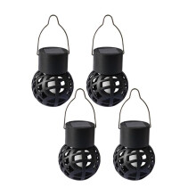 4PCS LED Outdoor Flame Effect Hanging Lantern Waterproof Garden Decoration Lamp Solar Fairy Light for Patio Garden Yard