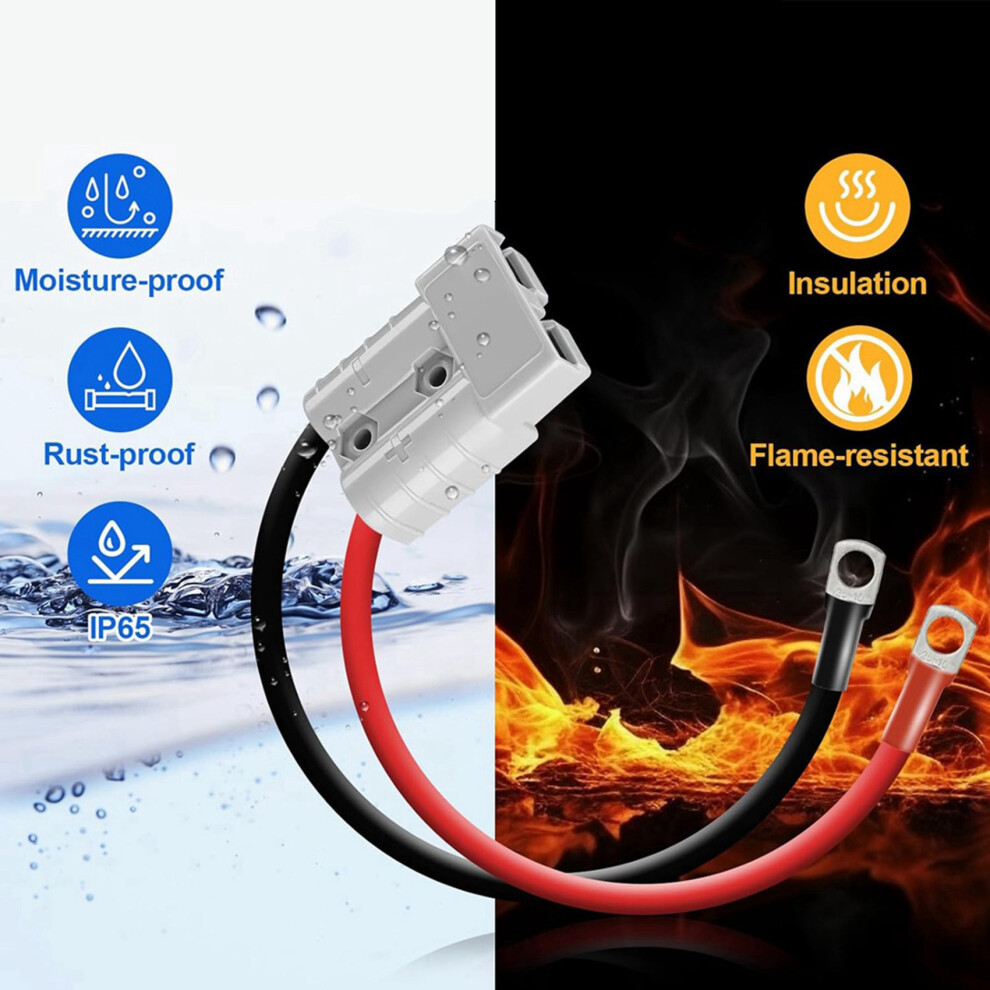 4X Anderson Connector 50A Kit Anderson Plug 8 Guage 30Cm Battery Cables Waterproof Quick Connectors For Lifepo4 4711076869199