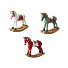 Nuevo Caballo Balancín Tridimensional Pequeño Colgante Decoración de Árbol Colgante Decoración Retro Verde + Rojo +