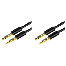 2 Stück 6,5-mm-Klinken-Audiokabel, PVC, 6,35-Klinkenstecker auf Stecker, Aux-Kabel für Gitarren-Mischpult-Verstärker-Bass, 6,35 mm, 0,5 Meter