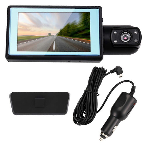 Câmera veicular de 3 polegadas, 1080p, com duas lentes, câmera frontal, DVR, gravador de vídeo, câmera interna tipo caixa preta para veículos. 1