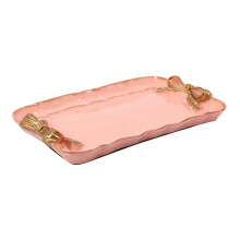 2X Estilo Europeo Bow Cake Almacenaje Bandejas Organizador de Maquillaje Plato de Postre Decoracion Bandeja Bandejas de Almacenamiento de Cocina 12X20