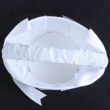 3X White Decorazione di Bowknot del Cesto Della Ragazza di Fiore di Nozze In Rilievo del Raso