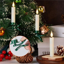 Ensemble de 6 Bougies LED Coniques Sans Flamme avec Mèche 3D, à Clipser sur le Sapin de Noël, avec Télécommande et Minuterie pour la Décoration