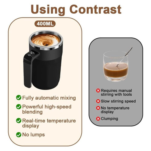 Automatic Stirring Coffee Cup with Temperature Display 13.5oz Self-Stirring Mug with Lid for Coffee,Milk Other Beverages 2