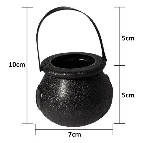 72 Pack Plastic Black Witch Candy Bowls Cauldrons,Pot with Handle ,for Halloween, Easter, St Patrick's Day Party Favors 1