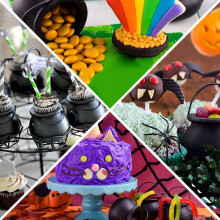 72 Pack Plastic Black Witch Candy Bowls Cauldrons,Pot with Handle ,for Halloween, Easter, St Patrick's Day Party Favors