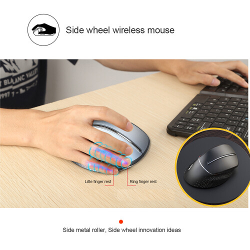 Wireless Vertical Gaming Mouse 6-Button, 10m, Black/Silver 1