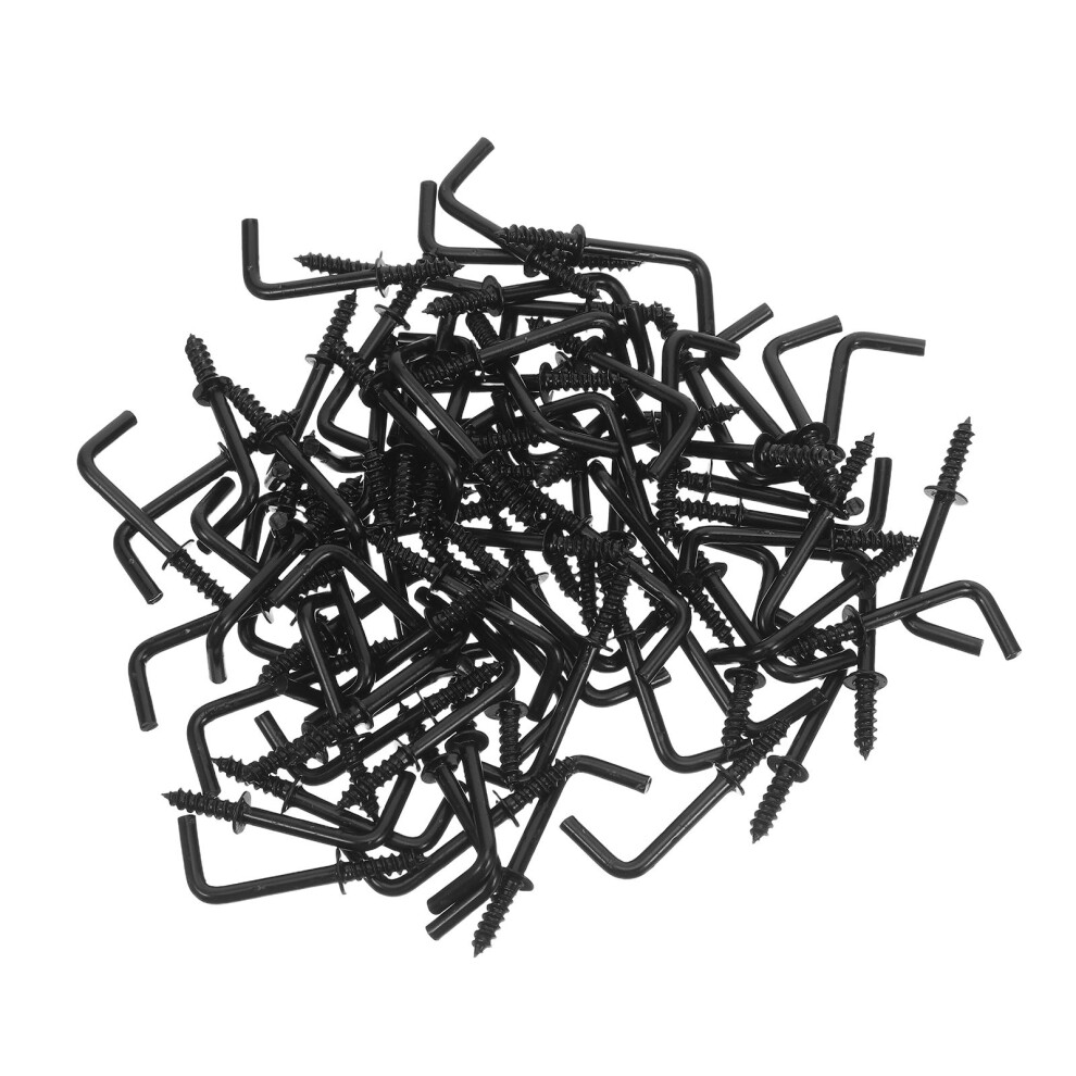200Pcs Black L Shaped Metal Hooks Right Angle Picture Hanging Hardware 3673383710490