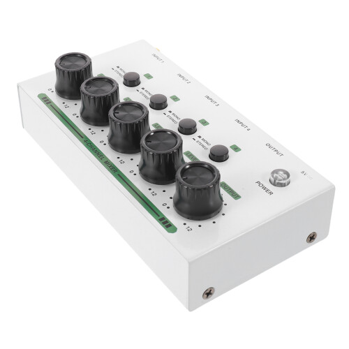 White 4 Channel Mixer Portable Audio Mixer for Home Studio Use