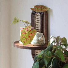 Wooden Style Chinese Wall Decoration Shelf Bedroom Living Room Background Handmade Wall Rattan Flower Storage Rack A