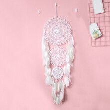 2X Extra Large Boho Dream Catcher with 3 Circles White Feather Macrame Hanging for Wedding Home Decorations 127 cm Long