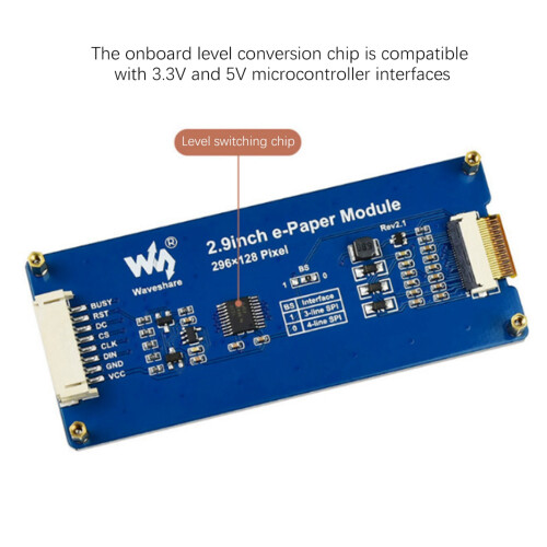 2X Waveshare 2.9 Inch E-Ink Display Local Refresh 296X128 Resolution SPI Communication Interface for Raspberry Pi 4 1