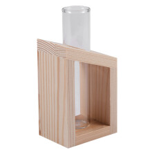 10X Kristall Glas Reagenzglas Vase in Holzständer BlumentöPfe für Hydroponik Pflanzen Haus Garten Dekoration