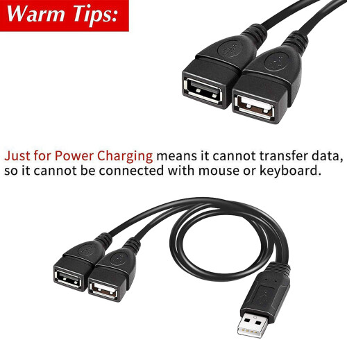 4X USB Splitter Kabel, USB 2.0 Ein Stecker Auf Zwei USB Buchsen Y Splitter Lade Kabel 2
