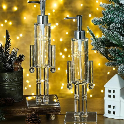 Nutcracker Soap Dispenser, Christmas Nutcracker Soap Liquid Bottle, Clear Acrylic Refillable Lotion Pump Decorative 2pcs 2