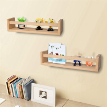 4 Stuks Boekenplank, Natuurlijk Hout Zwevende Muur Boekenplank voor Kinderen, Kinderkamer Planken voor Muur, Badkamer Decor, Keuken Kruidenrek
