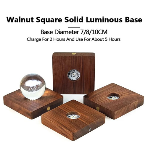 Wireless Charging Night Light - Black Walnut, Glowing Acrylic  Lamp Holder with Crystal  Base 2
