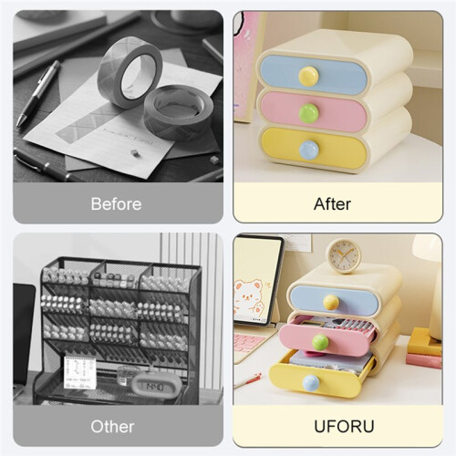 Uforu Dopamine Desktop Organizer - 3-Tier Drawer Multi-Function Stationery Shelf for Office & Dorm 2