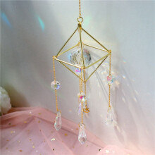2X Sun Catcher de Cristal, Prisma Arcoíris, Sun Catcher de Ventana, Sun Catcher Celestial Chapado en Oro, Y Bohemios con Cristales
