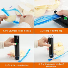 Machine de Mise Sous Vide Portable, Format Compact avec 10 Sacs Réutilisables, Idéale pour la Conservation des Aliments et les Voyages.